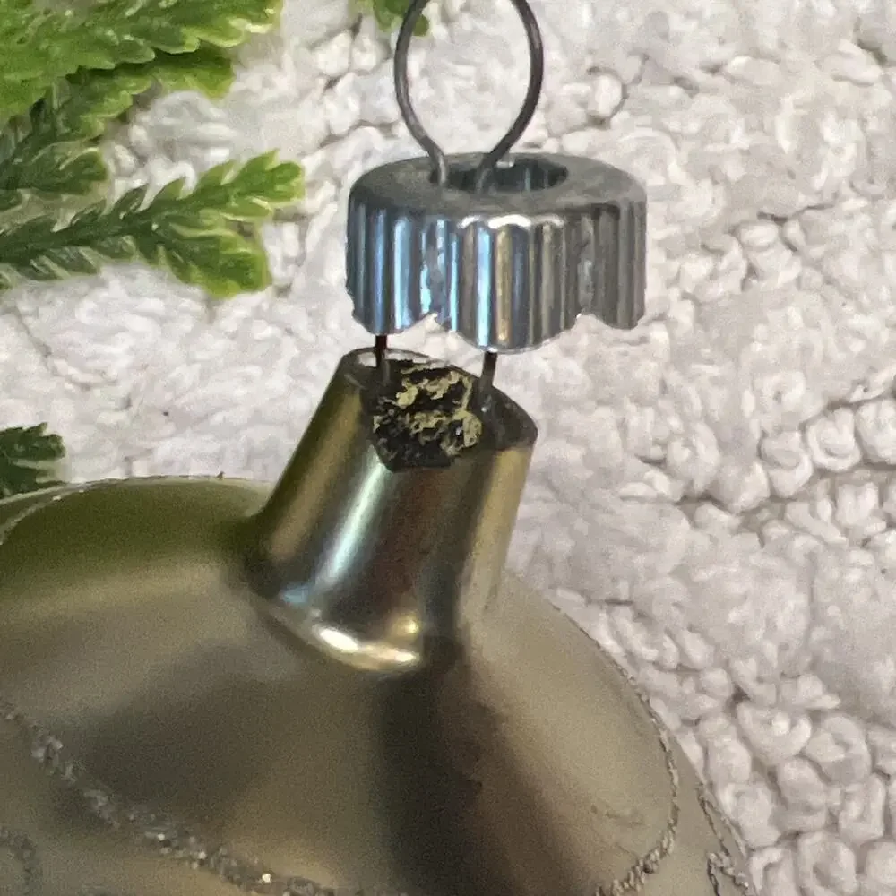 Vintage Blown Glass Glitter Fluted PARACHUTE DROP Christmas Ornament Red Silver